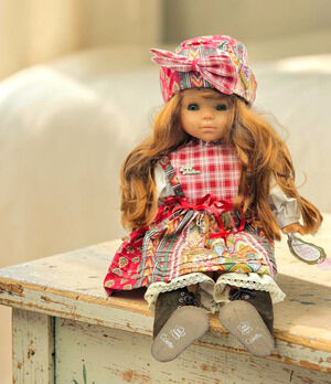Max Zapf Creation Melanie Doll Plaid Ribbons Original Dress Hat Sleep Eyes 1986